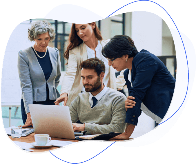 Industry experts collaborating in a modern office